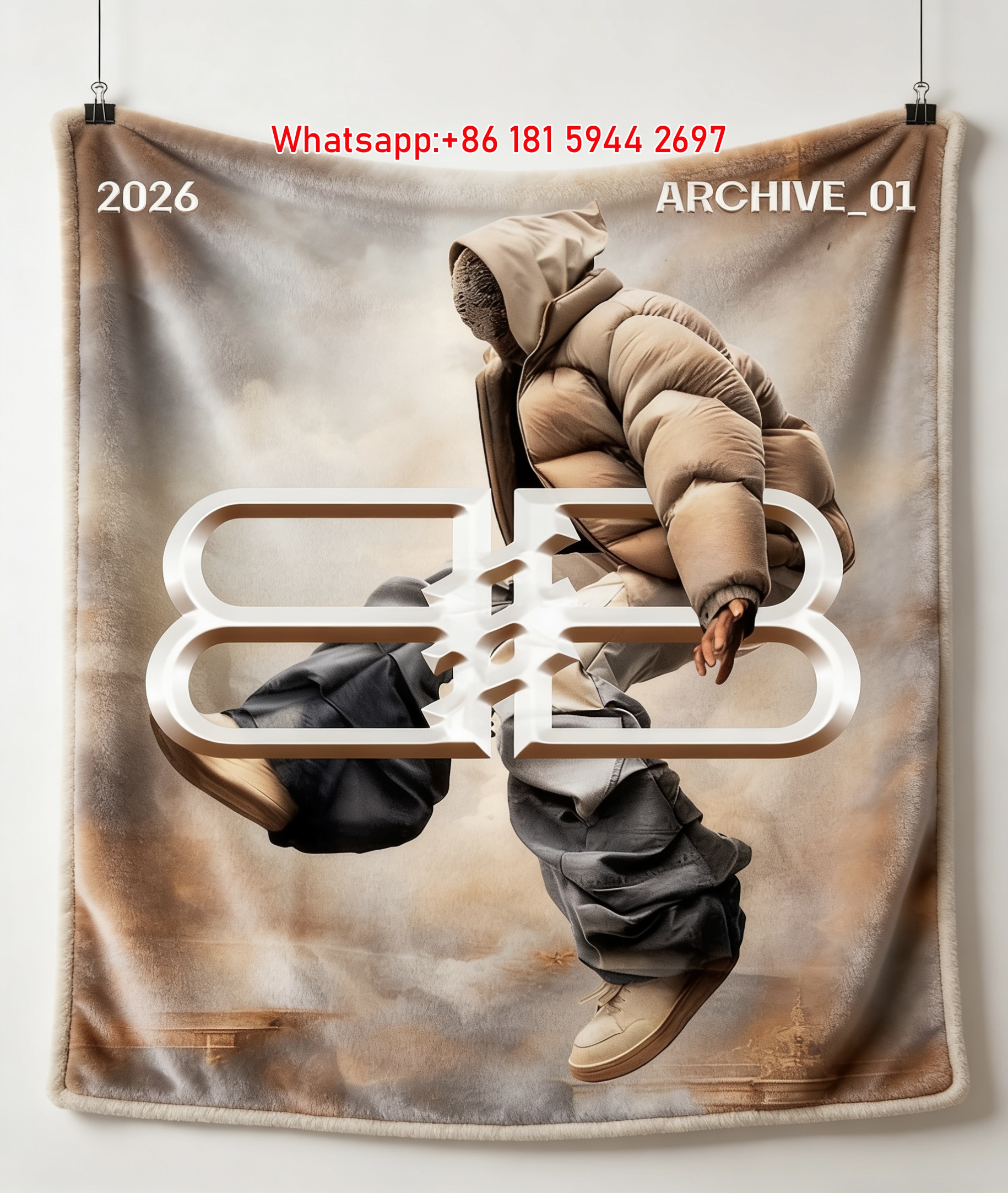 Balenciaga BB Archive 01 Streetwear Flannel Sofa Throw Blanket BA097